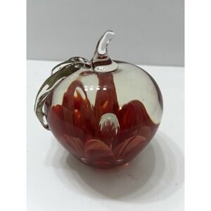 Wheatonware Glass Suspended Teardrop in Apple Paperweight Exclusive 1974  4"